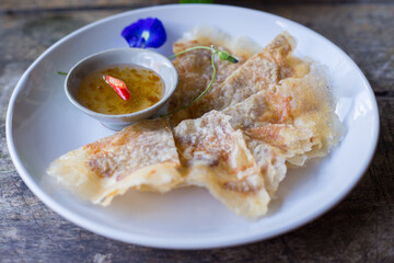 Crispy Shrimp and Pork Pancakes. The menu of appetizers that many people like