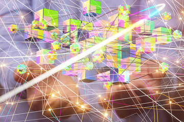 Connecting lines and dots.Big data visualization