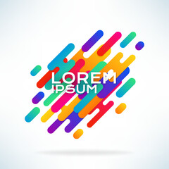 Trendy abstract banner with motion colorful gradient lines. Mode