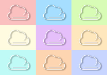 set of  soft color clouds