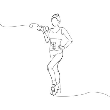 woman lifting dumbbell single line art clip art preview