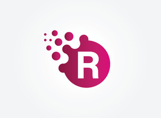 R Letter Design Vector with Dots. eps 10.