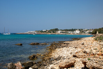 Landscape of sea and coast of Felloniche, near Santa Maria di Leuca, Apulia region, Italy