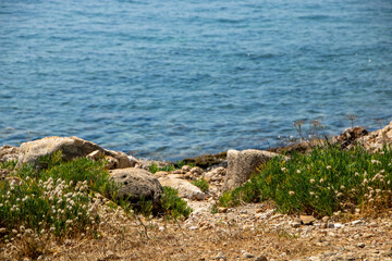 Fototapeta na wymiar Landscape of sea and coast of Felloniche, near Santa Maria di Leuca, Apulia region, Italy
