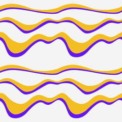 Abstract seamless pattern with wavy stripes. Vector retro texture with yellow and blue lines. Vector distorted background, Decorative design for wrapper, fabric.