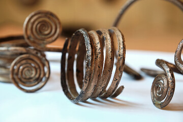 Pair of bronze spiral bracelets from the bronze age. Trzciniec-Komariv culture.