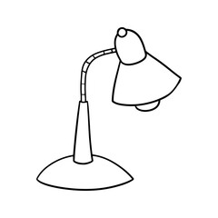 Monochrome picture, Light table lamp for students and schoolchildren, vector cartoon