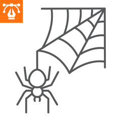 Web with spider line icon, outline style icon for web site or mobile app, halloween and insect, spiderweb vector icon, simple vector illustration, vector graphics with editable strokes.