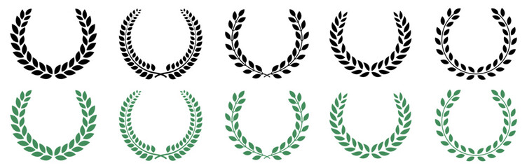 Laurel wreath silhouette set. Laurel wreath, chaplet. Vector illustration © warmworld