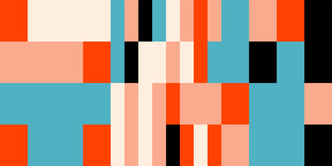Modern vector abstract  geometric background with stripes, rectangles and squares  in retro style. Pastel colored simple shapes graphic pattern. Abstract mosaic artwork.