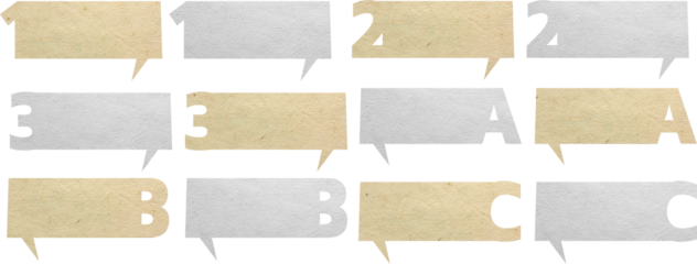Speech bubbles alphabet letters with paper texture background, isolated Clipping paths for design work empty free space