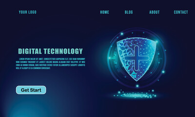 technology concept for web banner template or brochure , Blue colour.