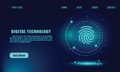 technology concept for web banner template or brochure , Blue colour.