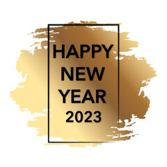 2023 Happy New Year Gold Frame