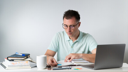 The student learns - makes notes in the notebook