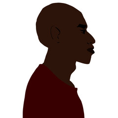 African american man side view portrait with bald head vector illustration isolated