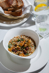 Porridge with wheat, mushrooms and herbs