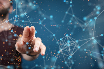 Digital technology background. Network connection dots and lines.