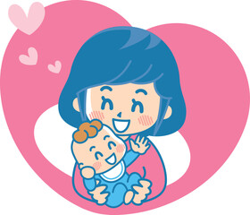 赤ちゃんと母親のアイコン　育児マーク