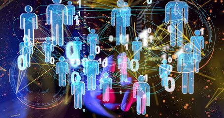 Abstract technology group and data 3d