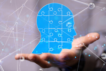 head with symbol neurons in brain.