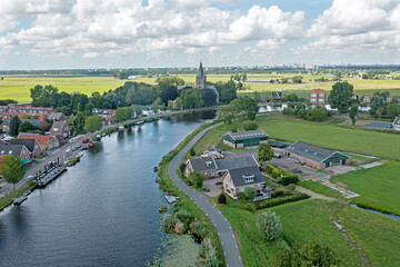 Fototapeta na wymiar Aerial from the village Nes aan de Amstel in the Netherlands