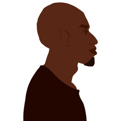 African american man side view portrait with bald head vector illustration isolated