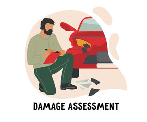 Car accident damage assessment concept. Accident damage checkup for insurance.