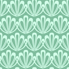 Green mint pastel marine seamless pattern background with shell for product design