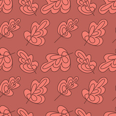 Red terracotta deciduous tree leaf seamless pattern cute trendy hand drawn background for design