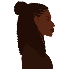 African american man side view portrait with braids in half-up bun hairstyle vector illustration isolated