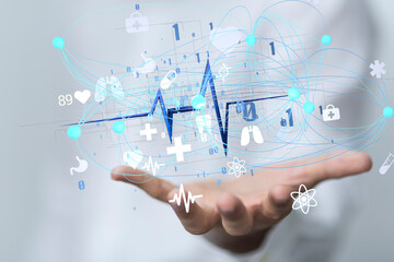 Obraz na płótnie Canvas medical on hospital background, medical technology network concept