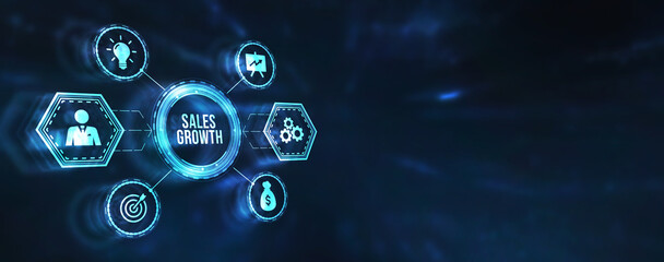 Internet, business, Technology and network concept. Sales growth, increase sales or business growth concept. 3d illustration.