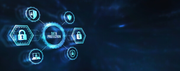 Internet, business, Technology and network concept. Cyber security data protection business technology privacy concept. 3d illustration