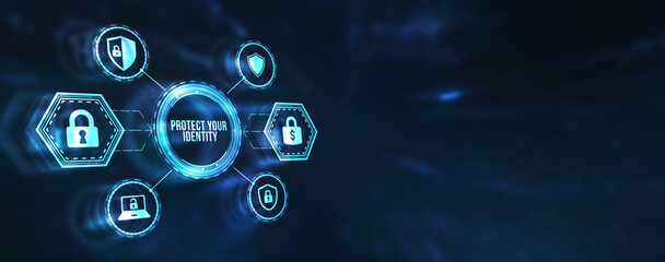 Internet, business, Technology and network concept. Cyber security data protection business technology privacy concept. 3d illustration