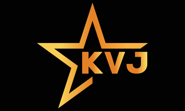 KVJ golden luxury star icon three letter logo design vector template. royal logo | luxury logo | jewelry logo | premium logo | iconic logo | Victoria logo |	