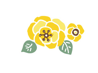 かわいい黃色の花／手書きイラスト素材