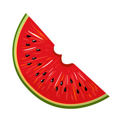A piece of watermelon. Summer sweets. Vector illustration isolated on white background.