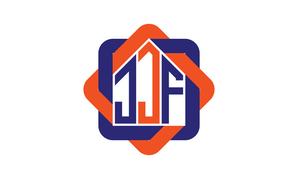 JJF three letter real estate logo with home icon logo design vector template | construction logo | housing logo | engineering logo | initial letter logo | minimalist logo | property logo |