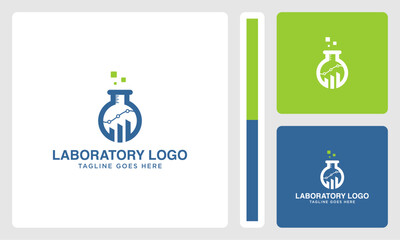 laboratory diagram technology logo design vector