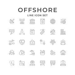 Set line icons of offshore