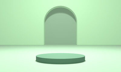 Fototapeta premium podium green scene 3d illustration rendering for flyer display products, design advertising and etc