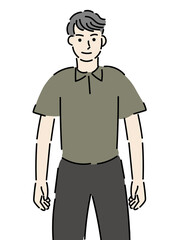 ポロシャツを着ている男性の手描きイラスト