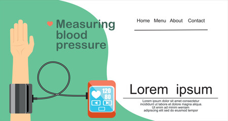 High blood pressure concept vector, measuring blood pressure - obrazy, fototapety, plakaty