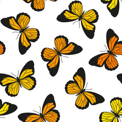 Seamless pattern with colorful butterfly.