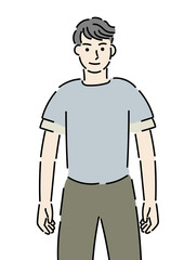 Tシャツを着ている男性の手描きイラスト