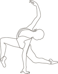 Ballet dancer in continuous line art drawing style. Ballerina black line sketch on white background. illustration