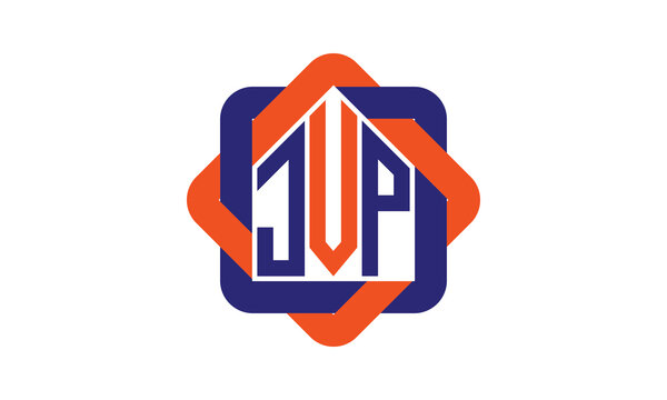 JVP three letter real estate logo with home icon logo design vector template | construction logo | housing logo | engineering logo | initial letter logo | minimalist logo | property logo |
