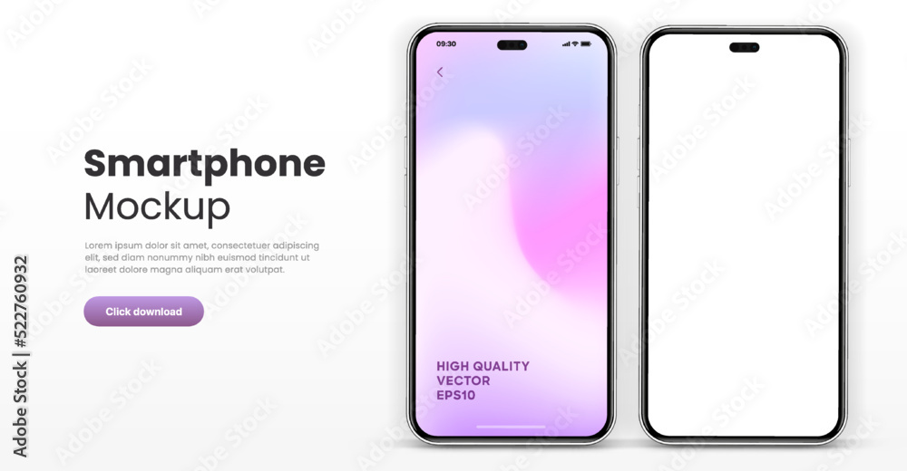 Aufkleber 3d realistic high quality smartphone mockup isolated with white blank screen. smart phone mockup col