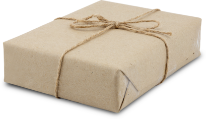 Craft gift box in season Christmas and new year isolated png transparent file, luxury present for birthday or anniversary with surprise in package for happy, holiday concept.